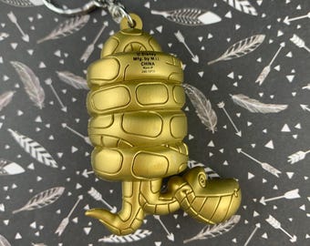 Disney Villain Kaa Snake Keychain - Golden Kaa Jungle Book Keychain - Vintage Disney Keychain - Retro Cartoon Collectible