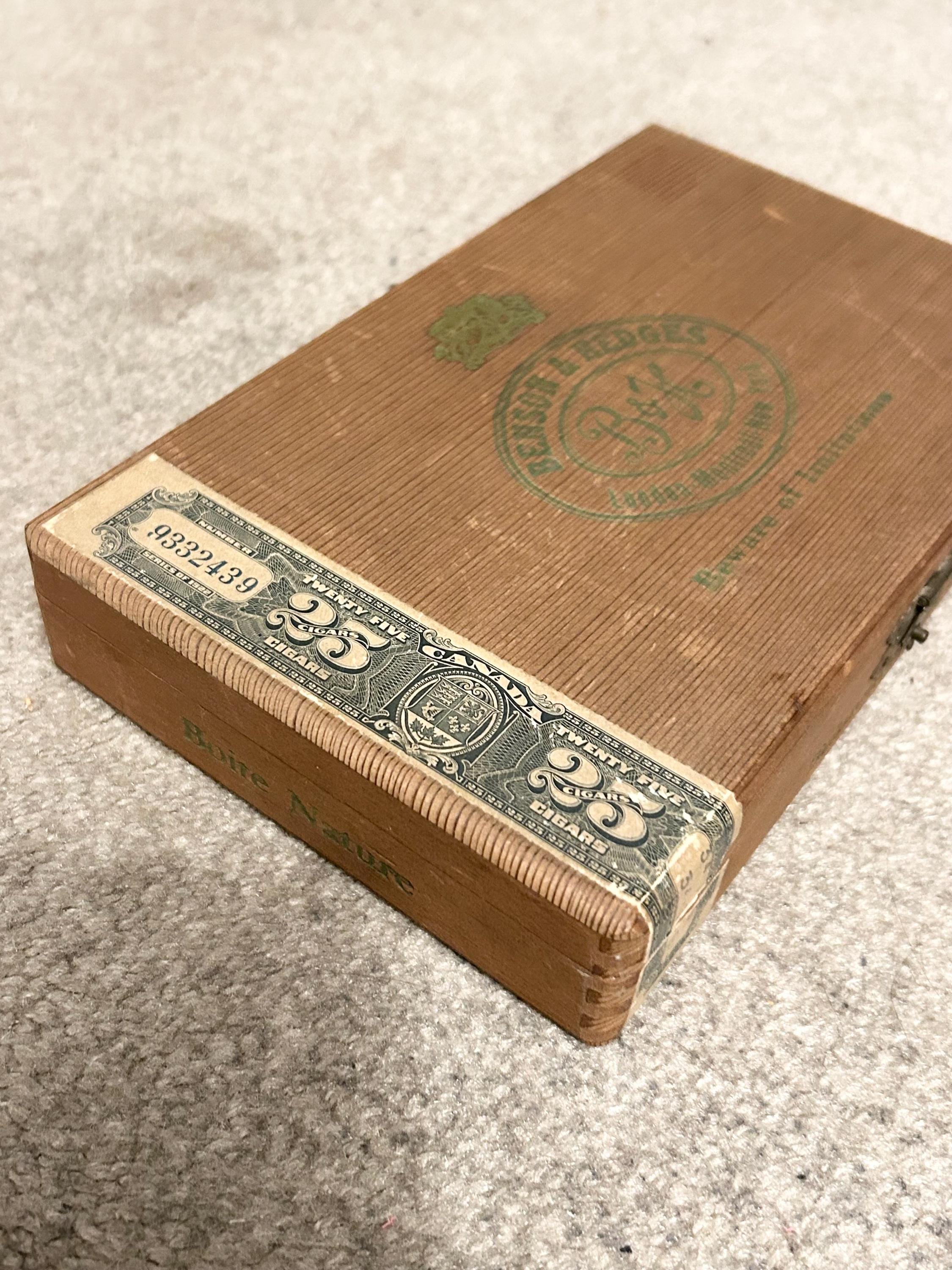 Antique Benson & Hedges 25 Cigar Box Dovetail Corners to His