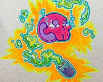 Mobbu! Tea spill - Neon art inspired by Mob Psycho 100 anime manga - original artwork