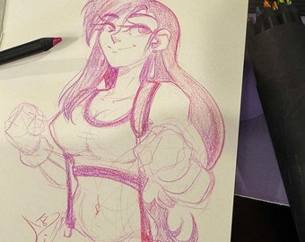Magic Pencil - multicolor character sketch - single character or pairing - traditional artwork, handmade gift