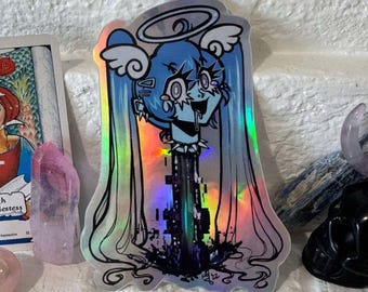 Angel Head Miku (2022) - rainbow holographic anime art sticker