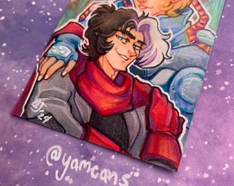 PAIRING/SHIPPING Sketchcard Commission : Two Characters on One Card (w/ Acrylic Frame Option)