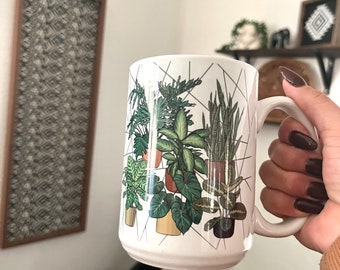 Potted House Plants Ceramic Mug, Tea and Coffee Lover Gift