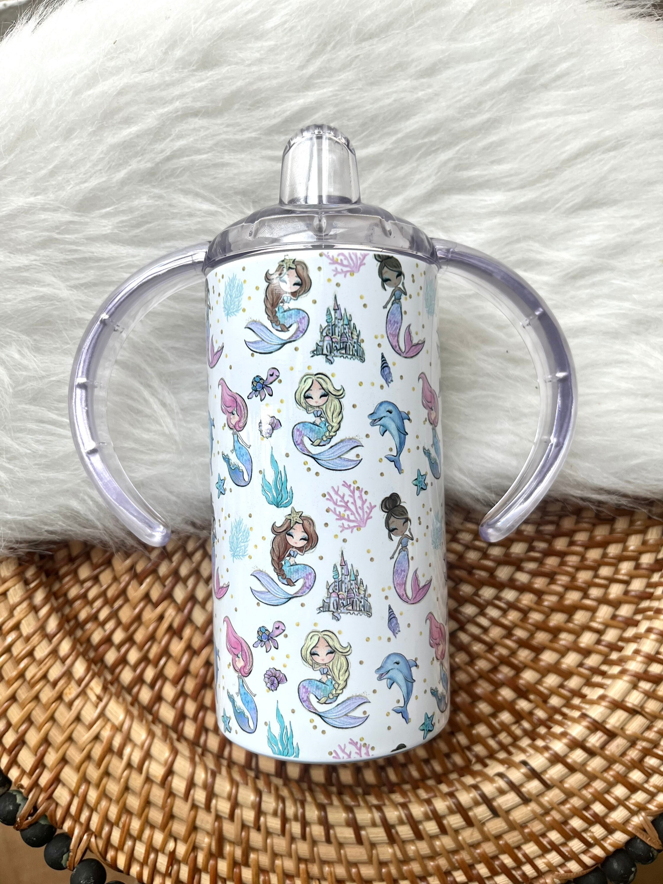 Mer Made Lids Mermaid Kids Sippy Cup | Stainless Steel Tumbler, Interchangeable Lids ...