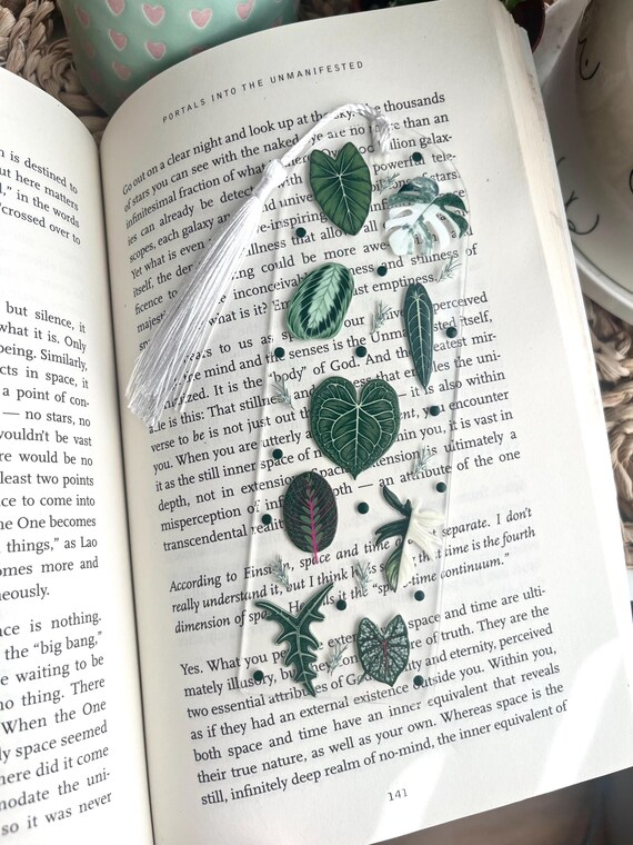 Handmade Acrylic Bookmark with Tropical Aroid Plant Design