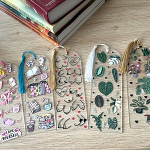 Handmade Acrylic Bookmark with Tropical Aroid Plant Design immagine 5