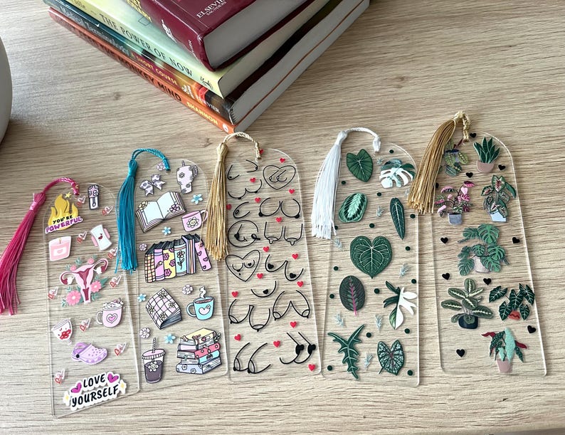Handmade Acrylic Bookmark with Tropical Aroid Plant Design immagine 5