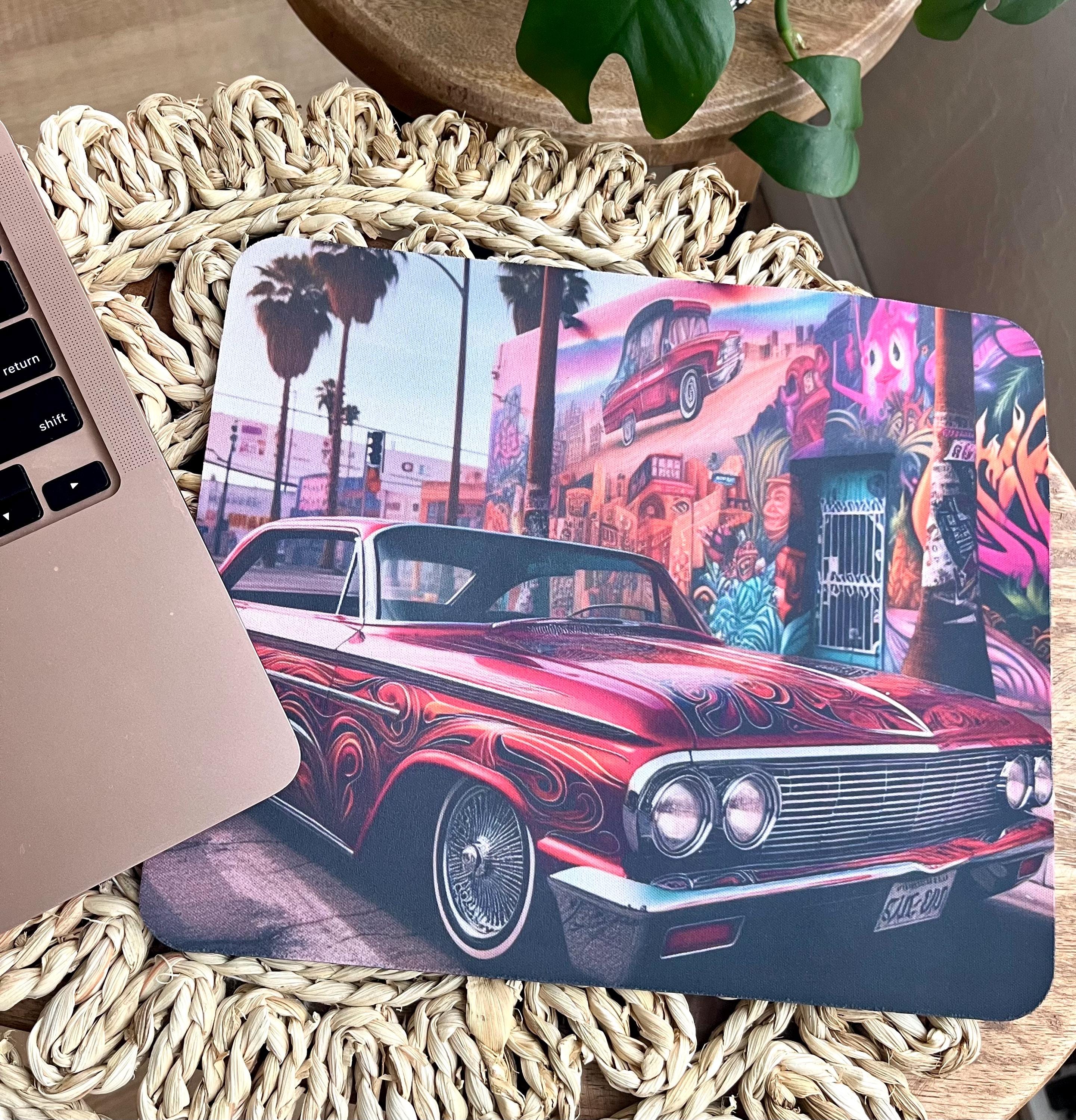 Lowrider Car Mouse Pad/ Cadillac Office PC, Laptop Accessories / Vintage Car Rectangular Desk Mat For Present or Gift