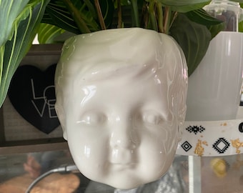 Off-White Angel Child Face Head Planter Pot/ Baby Kids Face Head Planter Pot/ Head Succulent & Cactus Planter