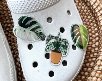 Potted Monstera Variegated Plant Charm for Shoes, Plant Charm Decor, Indoor Plant Pin Charm for Clogs, Houseplant Accessories for Shoes