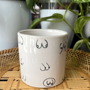 Modern White Small 3” Cilynder Body Positivity Planter Pot/ Self Love Succulents & Cactus Planter