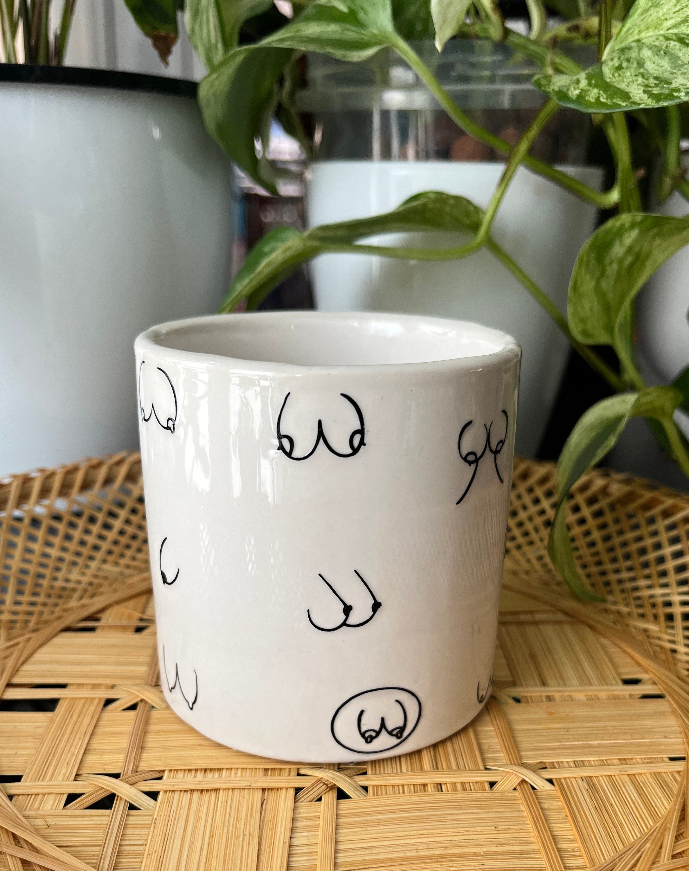 Modern White Small 3” Cilynder Body Positivity Planter Pot/ Self Love Succulents & Cactus Planter