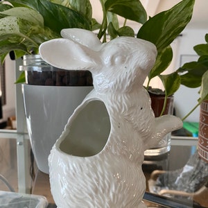 Ceramic Standing Eatser Bunny Planter Pot/ Off White Rabbit Planter Pot/ Succulent Planter/ Indoor Plant Pot