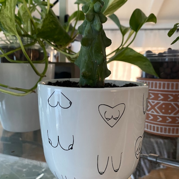 Female Body Positivity *MEDIUM ROUND* 4” Planter Vase or Pot, Modern Planter Pot or Vase/ Succulent and Cactus Self Love Planter