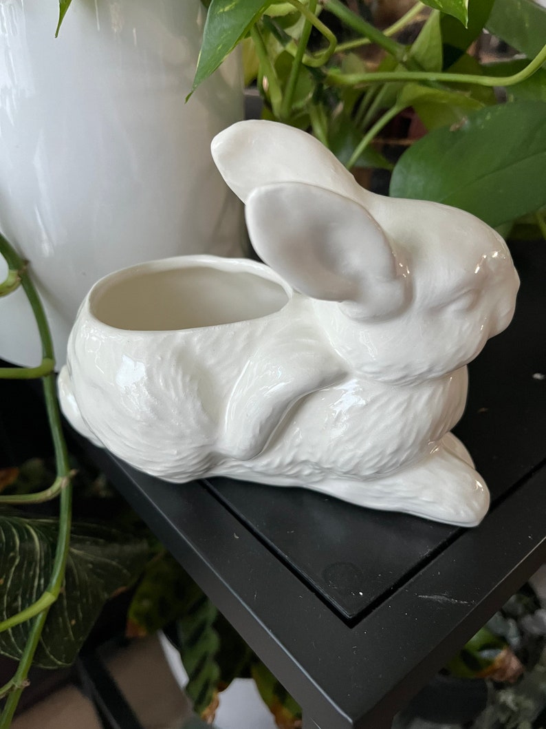Ceramic Laying Bunny Planter, off White Easter Decor - Etsy