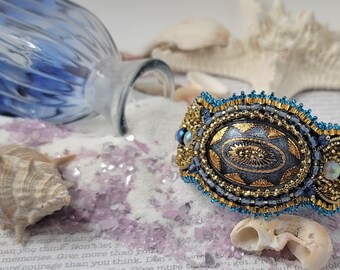 Czech Glass Button Beaded Cuff