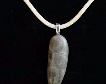 Polished Petoskey Stone Necklace on 18” cream silk cord