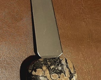 Lake Michigan Polished Fossil Stone Chatcuterie Board knife.