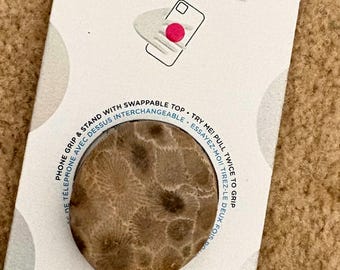 Lake Michigan Polished Petoskey Stone Popsocket