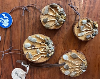 Set of 4 Petoskey stone ornaments