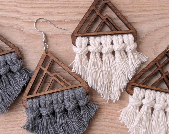 Featured listing image: Modern Mountain Macrame Earrings