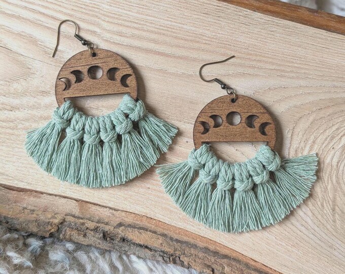 Featured listing image: Lunar Phases Macrame Earrings