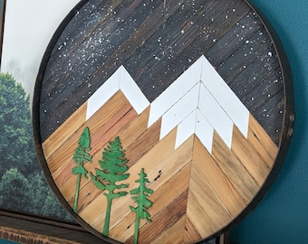 Whiskey Barrel Ring Wooden Mountains