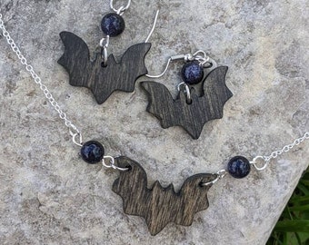 Sparkling Blue Goldstone Bat Jewelry