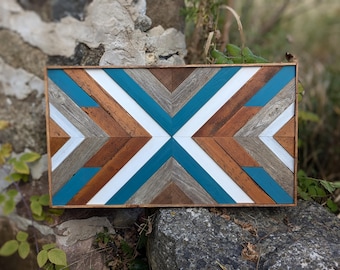 Geometric Wood Wall Art - Reclaimed Wood Wall Art - Farmhouse Decor - Rustic Barn Wood Wall Hanging