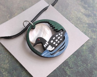Loon and Moon Necklace