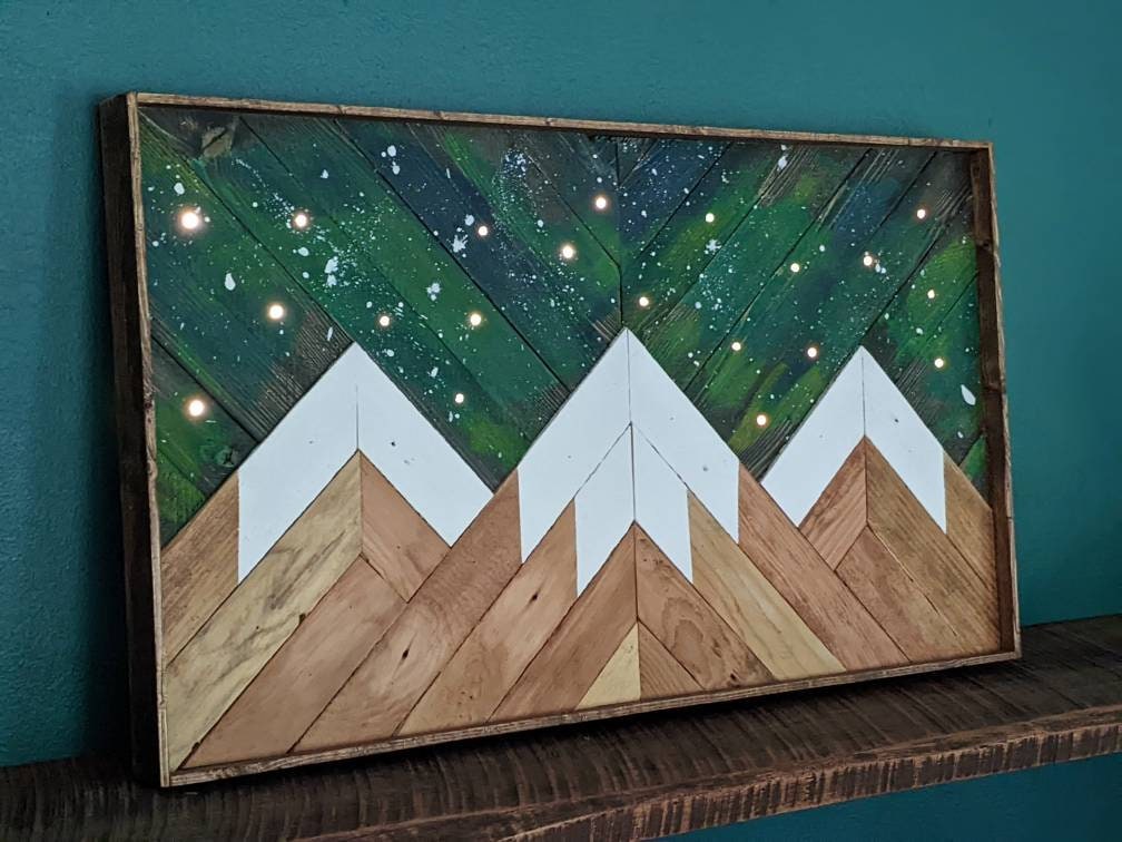Light up mountain wall art sale
