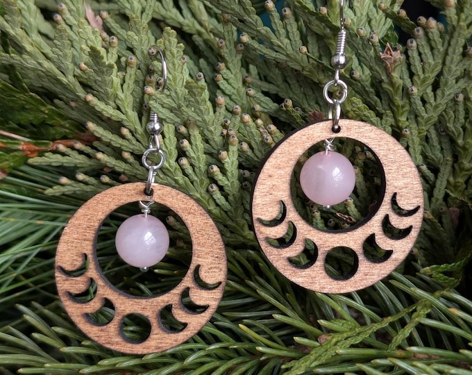 Featured listing image: Moon Phase Earrings with Genuine Crystals