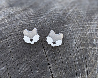 Woodland Creature Earrings - Wolf Earrings -Nature Enthusiast Gift - Wooden Stud Earrings - Wolf Studs - Timber Wolf