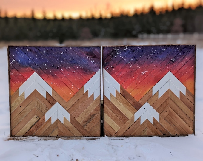 Featured listing image: Sunset Mountain Wall Art - Set of Two