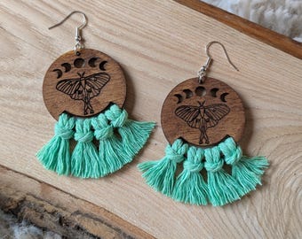 Luna Moth Macrame Earrings
