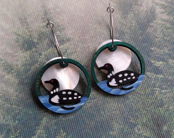 Loon and Moon Earrings