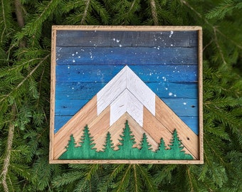 Mountain Wood Wall Art -Pines and Desert