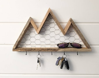 Floating Mountain Shelf with Hooks