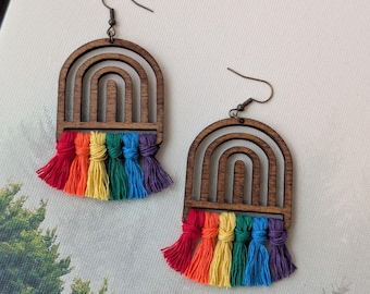 Rainbow Macrame Earrings