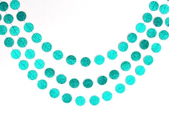Vintage Wedding Decorations - Aqua MINI Circle Paper Garland - Wedding Decorations - Custom Glitter Colors - Photo Prop -by Bentley Eclectic