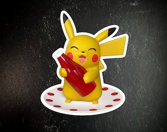 Ketchup Pika // Die-Cut Vinyl Sticker // Waterproof // Pokémon Inspired