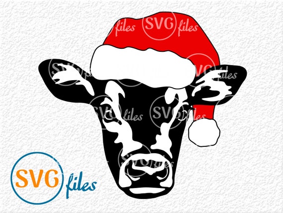 Download Cow Face Cut File Christmas Hat Svg