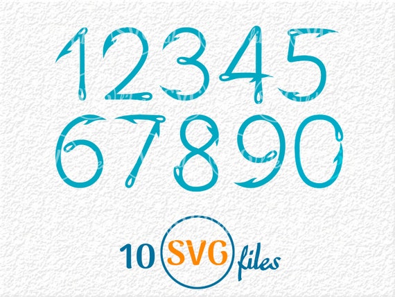 Download Fish Hook Number Set Cricut Silhouette Cut File Die Cut Print Decal