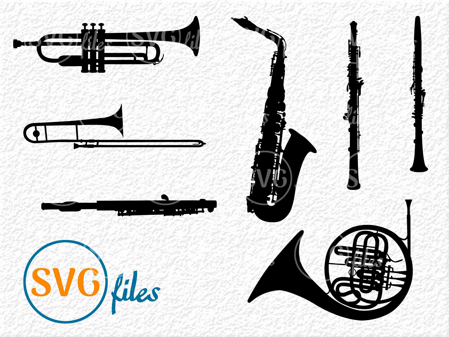 Trumpet Svg Saxophone Svg Flute Svg Trumpet Silhouette Etsy