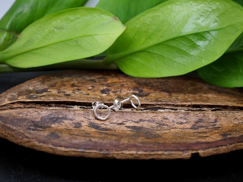 Simple Hexagon Sterling Silver 925 Ear Stud