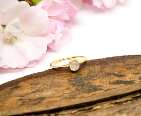 Sani Moonstone Sterling Silver 925 18ct Gold Plated Ring Etsy