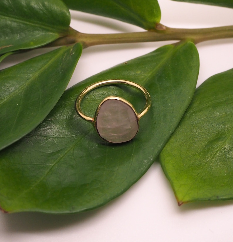 Rose Quartz Brass Ring
