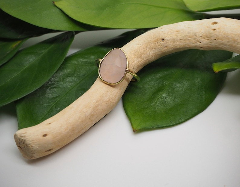 Rose Quartz Brass Ring