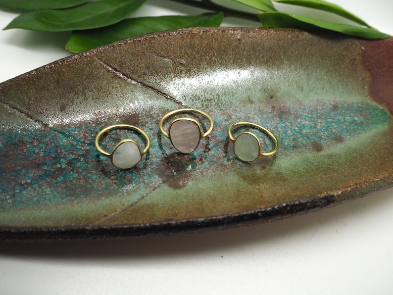 Rose Quartz Brass Ring