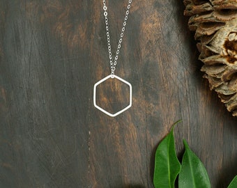 HEXAGON Large Sterling Silver 925 Pendant